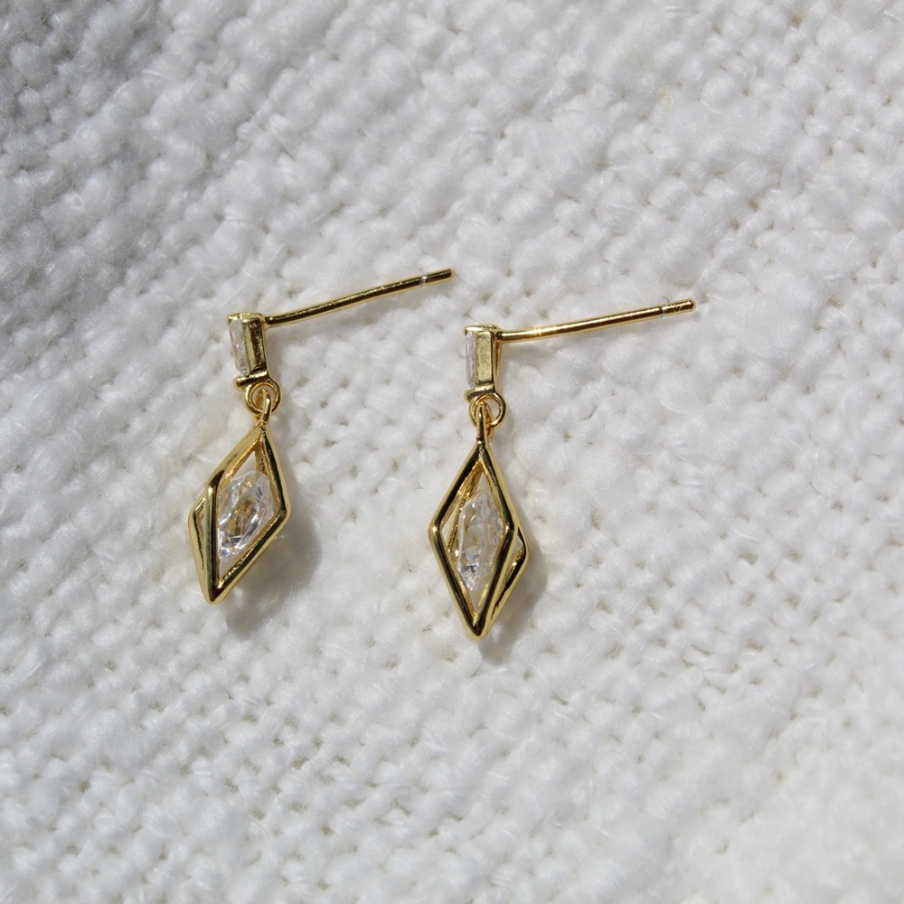 Sterling Silver Diamond Hollow Stud Tassel Earrings - Picture 9 of 13